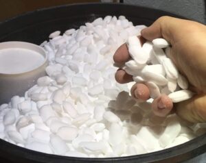 Water Softener Salt Pellets in a Brine Tank