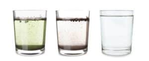 Cloudy water and filtered water