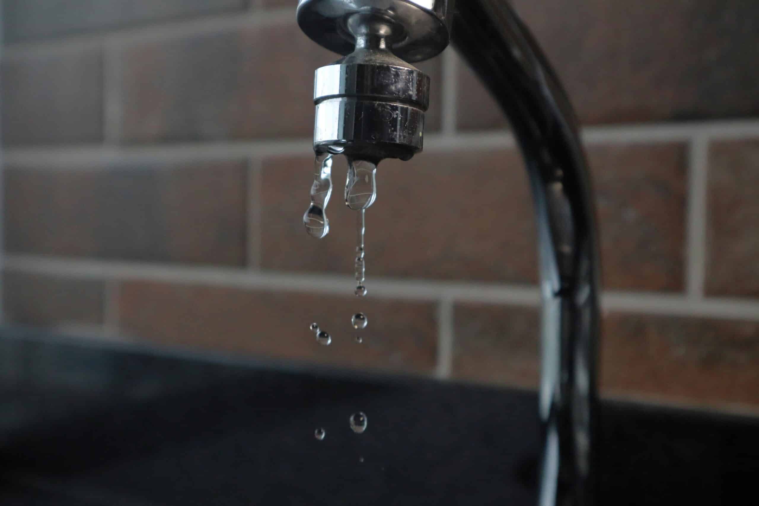 water coming out of faucet